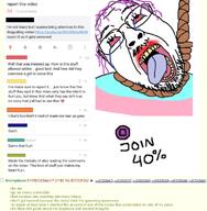 40% 4chan ack bloodshot_eyes crying dead flag glasses greentext hair hanging mustache open_mouth purple_hair reddit reddit_moment rope screenshot soyjak stubble suicide text tongue tranny variant:bernd yellow_teeth // 764x780 // 356.9KB