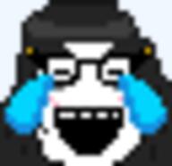 beanie blue_eyes blush emoticon glasses hair laughing meta:low_resolution open_mouth pixel_art smile tanmoji variant:soytan // 32x31 // 790