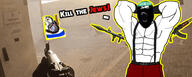 2soyjaks ak-47 armband balaclava bara beard buff clothes english_text flag:israel gay glasses hat headband irl_background islam islamic israel judaism kippah mge mge_brother mouth_open outline palestine rpg star_of_david stubble suspenders text variant:bernd variant:gapejak weapon // 1800x723 // 340.1KB