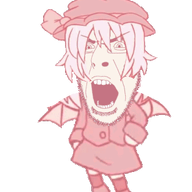 angry animated anime arm clothes dance full_body glasses hair hand hat leg open_mouth remilia_scarlet soyjak stubble touhou variant:cobson video_game white_skin wing // 321x418 // 466.9KB