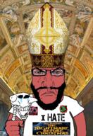 2soyjaks angry artist:hellcat beard catholic christianity closed_mouth clothes co_(4chan) crying disney glasses hat holding_object holding_severed_head holding_soyjak i_hate irl_background looking_at_you namefags open_mouth pope red_skin skull soyjak stubble subvariant:science_lover subvariant:splicejak the_nightmare_before_christmas variant:markiplier_soyjak // 945x1375 // 2.6MB