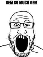 gem glasses open_mouth soyjak stubble text variant:markiplier_soyjak // 500x666 // 120.5KB