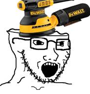 brainless brainlet dewalt glasses grinder open_mouth polisher power_tool soyjak stubble text variant:soyak // 765x800 // 225.5KB