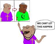 amerimutt black_skin brown_skin cap christianity clothes green hat image islam pointing poster purple subvariant:impish_amerimutt variant:impish_soyak_ears // 760x603 // 191.2KB