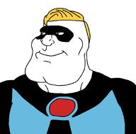 blond blue_eyes blue_shirt closed_mouth costume mask mr_incredible smile subvariant:mexiaryan superhero the_incredibles variant:meximutt yellow_hair // 886x872 // 140.2KB