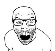 angry glasses looking_at_you merge mustache open_mouth soyjak stubble variant:el_perro_rabioso variant:feraljak // 427x400 // 16.2KB