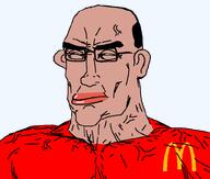 amerimutt balding buff closed_mouth ear glasses looking_to_the_left mcdonalds mutt mutt_lips subvariant:perceptive_chud variant:chudjak vein // 799x677 // 39.7KB