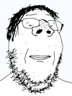 acne closed_mouth glasses hair small_eyes soyjak stubble variant:gapejak // 600x800 // 39.1KB