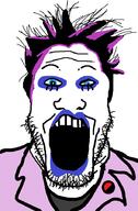 anarchism clothes eyelashes hair makeup open_mouth soyjak stubble variant:markiplier_soyjak // 590x902 // 81.1KB
