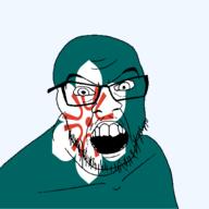 angry flag flag:saga_todofuken flower glasses hair japan looking_at_you mustache open_mouth plant saga_todofuken soyjak stubble teeth todofuken transparent_background variant:feraljak // 1500x1500 // 110.6KB