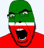 flag flag:tatarstan full_head glasses hair looking_to_the_right open_mouth russia soyjak stubble tatarstan teeth text transparent transparent_background variant:cobson // 721x789 // 18.8KB