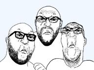 3soyjaks angry bald beard closed_mouth frown glasses hair punisher_face soyjak soyjak_trio2 stubble template transparent_background variant:cirrus variant:hot_sauce variant:reaction_soyjak // 1497x1119 // 66.6KB