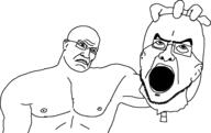 arm buff closed_mouth dead ear god_of_war gore holding_object holding_severed_head merge open_mouth soyjak stubble subvariant:kratos_chudjak variant:chudjak variant:cobson // 1597x1007 // 44.7KB