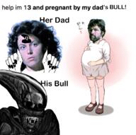alien alien_(movie) bull cuck h_r_giger pregnant queen_of_spades sigourney_weaver soyjak tv_(4chan) variant:cobson xenomorph // 1166x1161 // 917.8KB