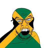 angry country flag glasses jacksepticeye jamaica looking_at_you mustache open_mouth soyjak stubble teeth variant:feraljak youtube // 1500x1500 // 32.5KB
