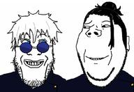 anime are_you_soying_what_im_soying getou_suguru glasses gojou_satoru jujutsu_kaisen subvariant:wholesome_soyjak variant:gapejak variant:markiplier_soyjak white_hair // 1024x704 // 315.1KB