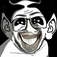 distorted ear glasses looking_at_you shading smile soyjak stubble variant:feraljak white_skin // 1500x1500 // 1.5MB