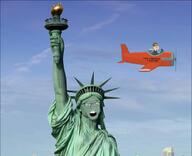 angry arm cartoon family_guy glasses glenn_quagmire green_skin hand holding_object irl irl_background open_mouth plane soyjak statue statue_of_liberty stubble torch variant:feraljak // 692x564 // 188.3KB