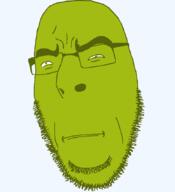 closed_mouth emoticon glasses green_skin nauseated series:soymoji sick soyjak stubble variant:cobson // 775x849 // 37.9KB