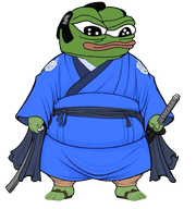 amphibian animal black_hair blue_shirt clothes foot frog full_body green_skin hair hand holding_object lips nas nas:pepe pepe pepe_the_frog samurai subnas:apu transparent_background // 1393x1489 // 1.1MB