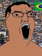 brazil brown_skin country favela flag flag:brazil glasses hair irl_background open_mouth soyjak variant:chudjak // 480x640 // 319.5KB