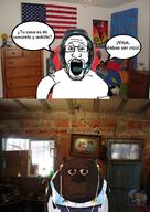 argentina black_skin brick gamer_chair headphones house meme mike_wazowski poor room spanish_text stare television united_states variant:markiplier_soyjak watermark // 761x1077 // 142.1KB