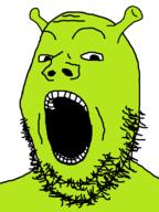 dreamworks ear green_skin ogre ogre_ears open_mouth shrek soyjak stubble variant:gapejak // 600x800 // 22.4KB
