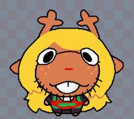 antler antlers blond closed_mouth deer deltarune glasses hair noelle_holiday stubble sweater teeth variant:uglyfuckingthing // 1109x985 // 478.6KB