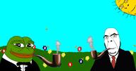 bowtie clothes drawn_background flower frog frown glasses multiple_soyjaks necktie pepe pipe plant sky smile smoking soyjak stubble subvariant:nucob suit sun tuxedo variant:cobson wasp // 7474x3948 // 3.4MB