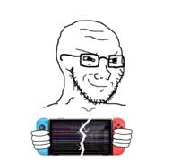broken broken_glass broken_screen holding_object nintendo nintendo_switch screen subvariant:soyak_(smug) variant:soyak video_game // 935x886 // 211.8KB