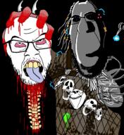 5soyjaks alien arm black_eyes blood bloodshot_eyes closed_mouth clothes death glasses gore hand holding_object looking_at_you looking_up monster movie mustache ominous ominous_shadow open_mouth predator predator_(movie) skeleton skull skull_and_bones smile soyjak spine stubble subvariant:hornyson teeth tongue variant:cobson variant:feraljak variant:gapejak variant:impish_soyak_ears variant:markiplier_soyjak video_game white_pupils // 1420x1547 // 734.7KB