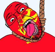 animal county flag flag:troms glasses griffin hanging norway open_mouth rope soyjak stubble suicide teeth tongue transparent_background troms variant:bernd yellow_teeth // 768x719 // 49.1KB