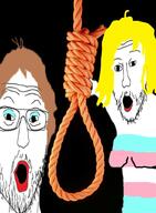 glasses gynaecomastia open_mouth rope soyjak stubble tranny variant:two_pointing_soyjaks // 660x900 // 115.3KB