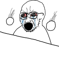 angry animated bloodshot_eyes crying distorted floating_arms glasses hand headbanging open_mouth slamming soyjak stubble tantrum variant:soyak // 720x540 // 155.2KB