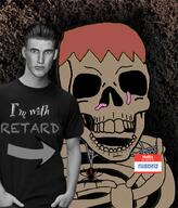 badge brown_hair bug chad clothes giga gigachad hair im_with_retard im_with_stupid irl irl_background meta:namefags meta:tagme nas:gigachad open_mouth retard rusoriz_(namefag) rusoriz_is_a_shitskin_gooner_faggot series:skeletonjaks skeleton skull soyjak soyjak_party spider subnas:der_coomer swastika text tshirt underground variant:feraljak web worm // 611x717 // 578.6KB