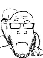 2soyjaks bald closed_mouth cobsontalks hand knife meta:namefags neutral no_eyes smile soyjak stubble subvariant:neutralplier variant:cobson variant:markiplier_soyjak white_background // 500x667 // 109.4KB