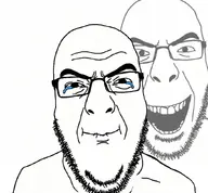 bald beard duplicate_face glasses kek laughing open_mouth reaction_image smirk variant:cobson white_background // 852x789 // 141.4KB
