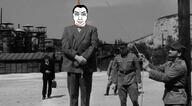 black_and_white irl irl_background movie movie_scene rope schinders_list smirk smug subvariant:chuddy variant:chudjak world_war_2 // 2122x1170 // 338.5KB