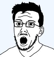 clothes glasses hair moustache open_mouth redraw scientoloju_(user) soyjak stubble variant:scientolojak // 626x662 // 13.7KB