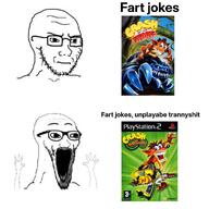 crash_bandicoot glasses open_mouth stubble subvariant:wewjak thing_japanese variant:soyak video_game white_background // 1024x1024 // 714.8KB