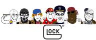 beret black_skin che_guevara closed_mouth clothes durag earmuffs friendship glasses glock gun hat holding_object hollywood judaism multiple_soyjaks national_rifle_association new_york nigger nose nypd open_mouth police smile socialist_rifle_association stubble subvariant:gapejak_front sunglasses variant:a24_slowburn_soyjak variant:chudjak variant:cobson variant:feraljak variant:gapejak variant:markiplier_soyjak variant:soyak // 5647x2372 // 2.3MB