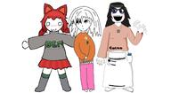 beanie clothes failed_mascot female full_body glasses hair nintendo nintendo_switch soy soylent soywaifu_trio variant:soytan variant:tama video_game wave // 1367x747 // 330.3KB
