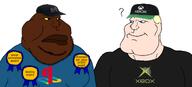 angry award blond blue_eyes brown_skin buff clothes fat gynaecomastia happy hat logo muscles nigger playstation question_mark smile stubble subvariant:mexiaryan trend:aryan variant:meximutt xbox yellow_sclera // 1928x872 // 300.7KB