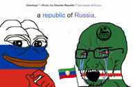 amphibian bloodshot_eyes chechen chechenigger chechnya crying flag:chechnya flag:dagestan flag:ichkeria flag:russia frog g_major glasses inverted nas:pepe negated open_mouth palindrome_get pepe_the_frog russia soyjak stubble variant:soyak white_background wikipedia // 1800x1174 // 344.5KB