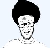 beard clothes glasses hair looking_at_you smile soyjak template transparent_background variant:jimmy_numale // 1440x1388 // 31.1KB