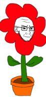 closed_mouth concerned ear flower frown glasses irritated looking_to_the_right plant pot soyjak stubble subvariant:soyak_(irritated) variant:soyak white_background // 1200x2500 // 27.0KB