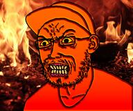 angry clothes fire glasses hat red soyjak stubble teeth variant:rotjak // 524x440 // 229.5KB