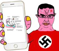 fingernails hanging mask nazism phone pink_skin seething subvariant:chudjak_front tranny variant:bernd variant:chudjak // 1000x872 // 333.7KB