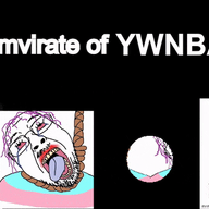 5soyjaks animated bloodshot_eyes byonbyon camera clothes crying flag glasses hair hanging mustache open_mouth planet poyopoyo purple_hair rope soyjak spinning stubble suicide text tongue tranny triumvirate variant:bernd yellow_teeth ywnbaw // 600x300 // 1.9MB