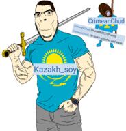 asian astrofene_(namefag) beard brown_skin clock comment crimea crimeanchud_(namefag) crimeanchud_(shitskin_alt_account) false flag:crimea flag:kazakhstan friendly_fire full_body glasses hanging kazakh_soy kazakhstan muscles open_mouth smile sword text tongue total_turkroach_death turkic variant:cobson yellow_skin yellow_teeth // 1834x1910 // 396.1KB